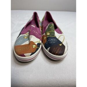 Coach Slip On Multicolor Brand Tag Print Size 9B Excellent Condition